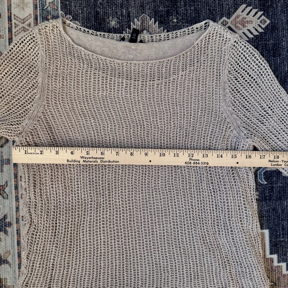 Eileen Fisher 100% Organic Linen Beige Knit Long Sleeve Women’s Size Small - Picture 8 of 11
